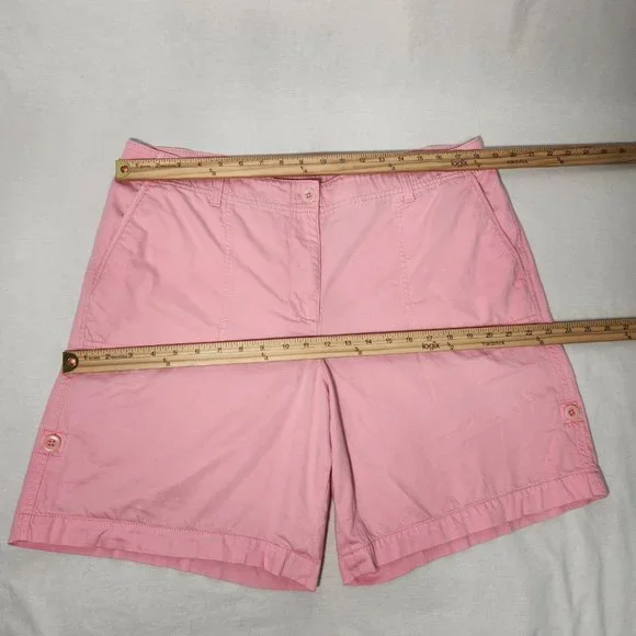 TALBOTS TALBOTS Gorpcore PINK Semi Elastic Waist Roll Leg Bermuda Short Size 16. - Picture 14 of 16
